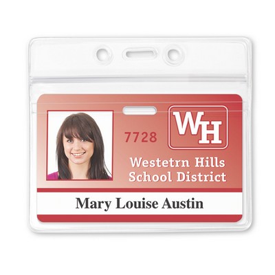 Horizontal Resealable Vinyl Badge Holders with Clear Closure, 3.63" x 2.5"