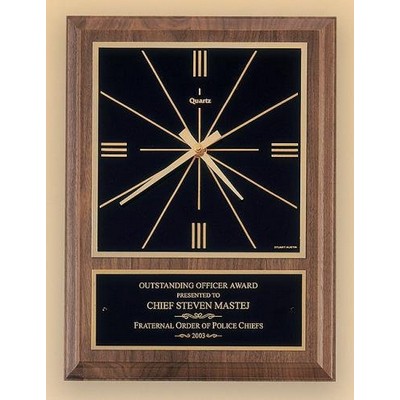 American Walnut Vertical Wall Clock with Square Face 9 x 12"