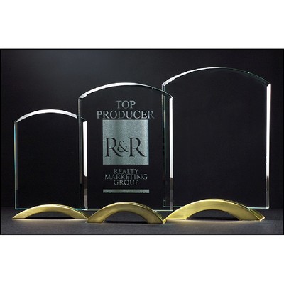 Arch Series Glass Award with Gold Metal Base (6"x8.75")