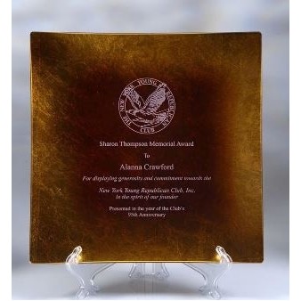 Small Square Gold Leaf Plate Award