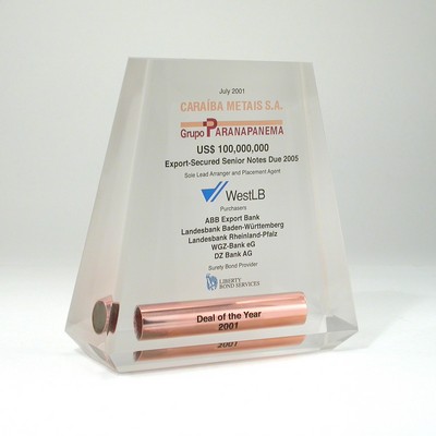 Diamond Wedge Lucite® Embedment Award (5" x 5 1/4" x 2" x 1")