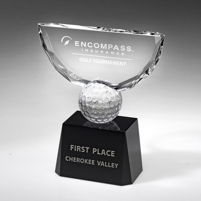 6 3/4" Crystal Award-Crowned Golf Trophy