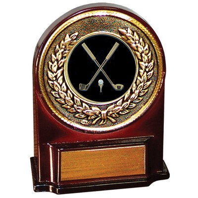 Stock 5 1/2" Medallion Award With 2" Golf Coin and Engraving Plate