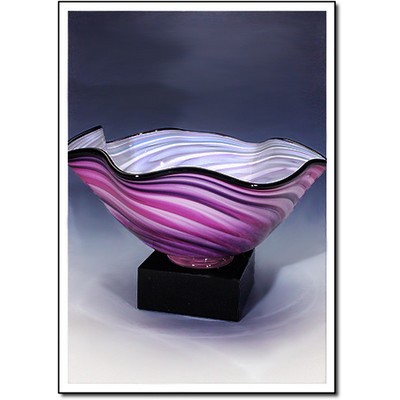 Lavender Wave Art Glass Bowl w/o Marble Base (10"x5")