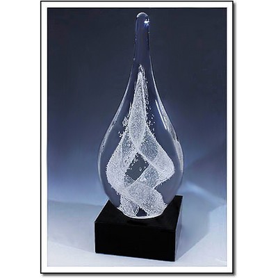 Arctic Cyclone Art Glass Sculpture w/ Marble Base (6"x15")