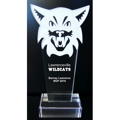 EXCLUSIVE! Acrylic and Crystal Engraved Award - 9-1/2" Tall - Wildcat or Bobcat