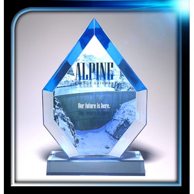 Executive Series Blue Teardrop Jewel Award w/Base (6"x8"x3/4")