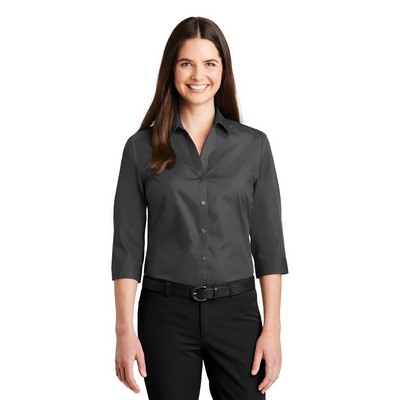 Port Authority® Ladies 3/4 Sleeve Carefree Poplin Shirt