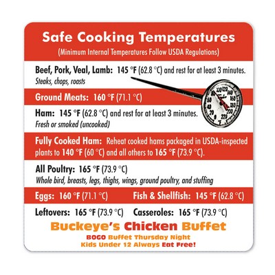 Health & Safety Safe Cooking Temperatures Magnet