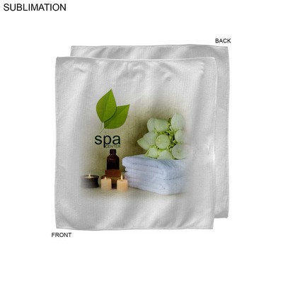 White Microfiber Dri-Lite Terry Spa Face Cloth, 12x12, Sublimated Full color Logos