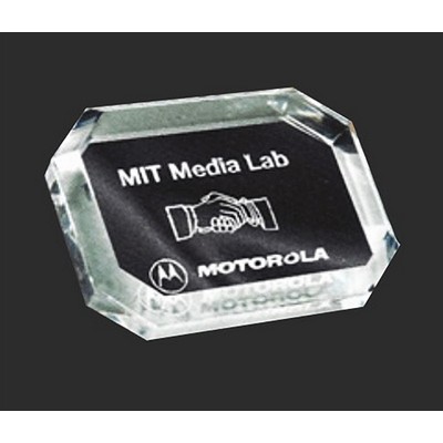 Clear Corporate Paperweight with Cut Corners, 3" x 4"