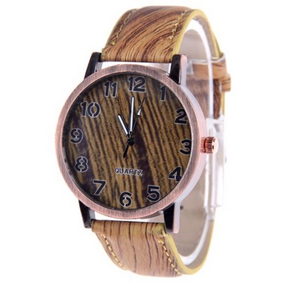 Zebra Wood & PU Watch