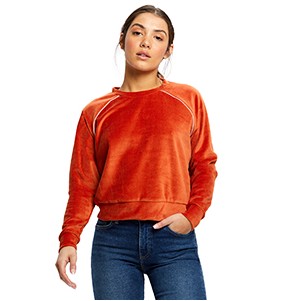 Women's Velour Crop Long Sleeve Sweater