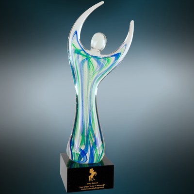 12" Raised Arms Art Glass Award