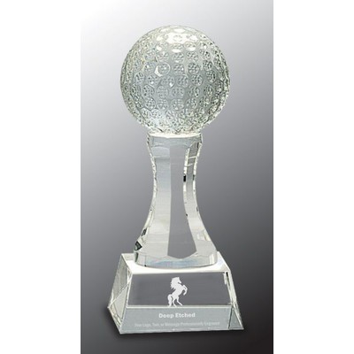 6" Crystal Golf Ball on Clear Pedestal Base