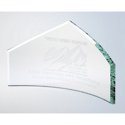 Supreme Beveled Peak Jade Glass Award, Small (9"x5")