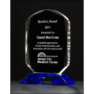 Airflyte® Diamond Series Clear Crystal Trophy w/Cobalt Blue Crystal Base (6.875"x 9.25")