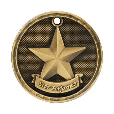 2" 3D Star Performer Medal