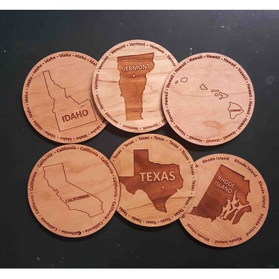 3.5" Hardwood State Coasters