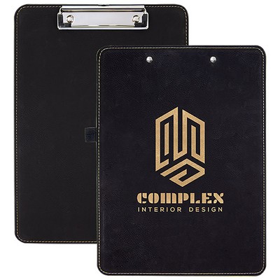 Faux Leather Clipboard, Black, 9" x 12 1/2"