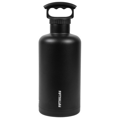 64oz Matte Black Tank Growler with 3-Finger Grip Lid