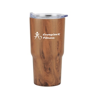 Contoured 20 oz Wood Tone Stainless Steel Tumbler