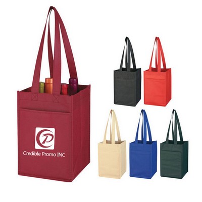 4 Wine Bottle Non-woven Tote Bag