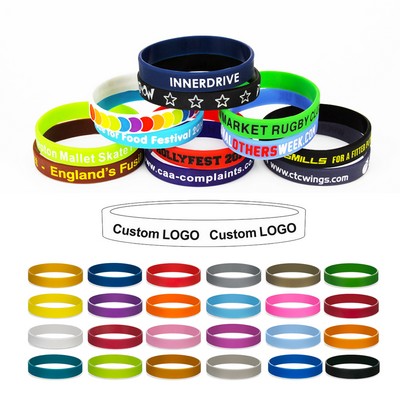 Color Filled Debossed Silicone Bracelet