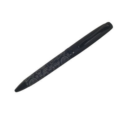 Black Solid Metal Engraved Chunky Ball Point Pen