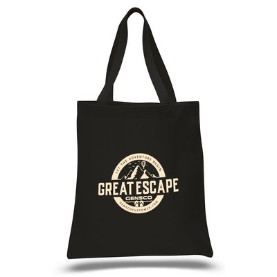 12 Oz. Black Cotton Canvas Tote Bag w/Zipper Closure