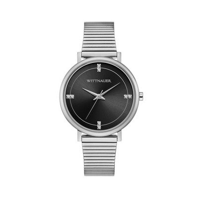 Wittnauer Ladies' Silver-tone Watch with Black Dial