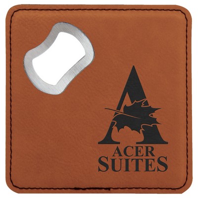 Coaster Bottle Opener, Rawhide Faux Leather