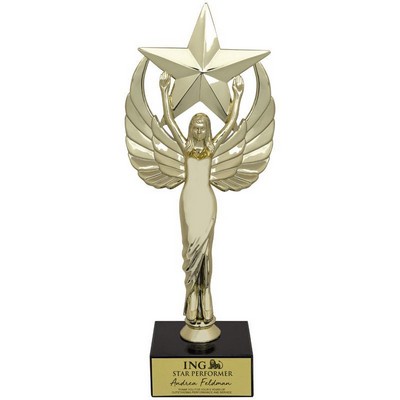 9½" Female Victory Star Figure Trophy w/Black Marble Base