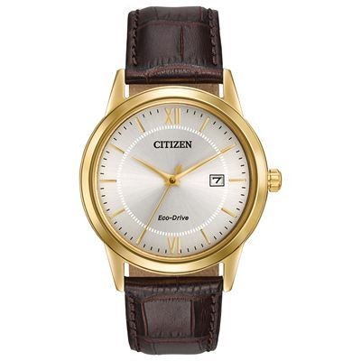 Citizen Men's Eco-Drive Watch w/Gold Accents and Brown Leather Strap