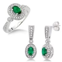 Jilco Inc. Emerald Earrings & Ring Set