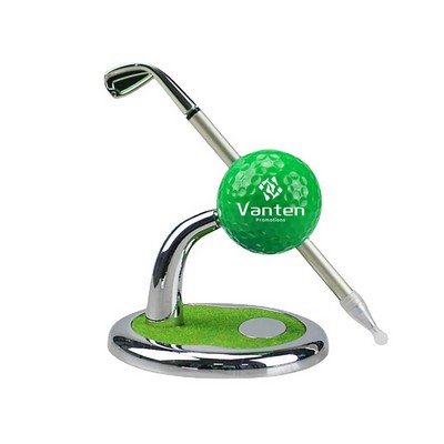 Golf Club Ballpoint Pen w/Golf Ball Clock