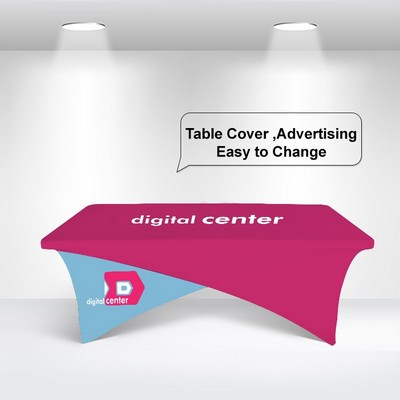 6' Cross-over Stretch Table Covers in Full Color Overall