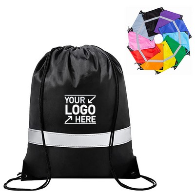 Reflective Drawstring Backpack 13" X 16"