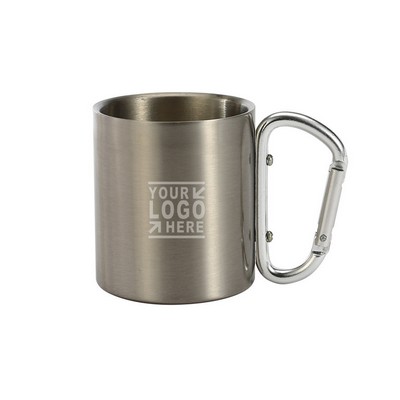 Stainless Steel Double Walled Mug with Carabiner Handle