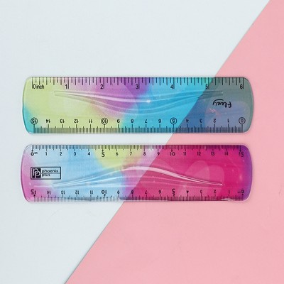 Flexible Iridescent Aurora Color Vinyl Ruler 6 inches