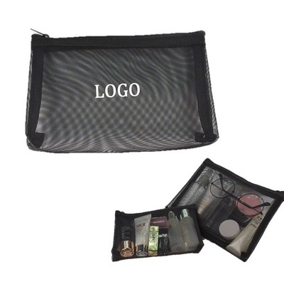 Zippered Mesh Makeup Pouch