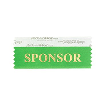 Sponsor Stk A Rbn Green Ribbon With Gold Imprint