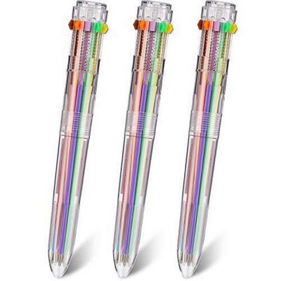 10 In 1 Retractable Transparent Multicolor Ballpoint Point Pen