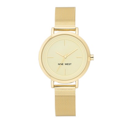 Nine West® Women's Light Champagne Dial w/Gold Mesh Bracelet Watch