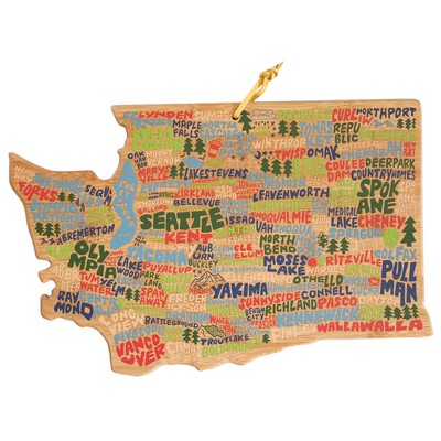 Washington State Shaped Cutting & Serving Board w/Artwork by Wander on Words™