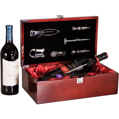 Rosewood Piano Finish Double Bottle Wine Kit