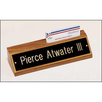 8" American Walnut Name Plate w/Business Card Holder