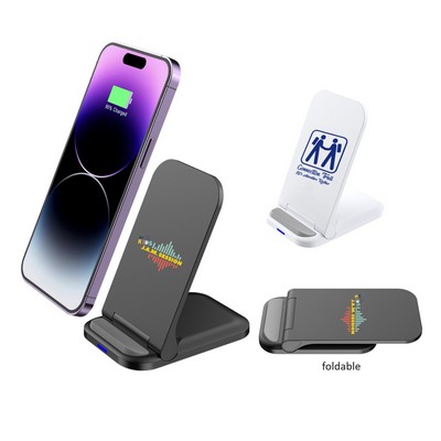 Foldable Dual Coils 15W Fast Wireless Charger Phone Holder