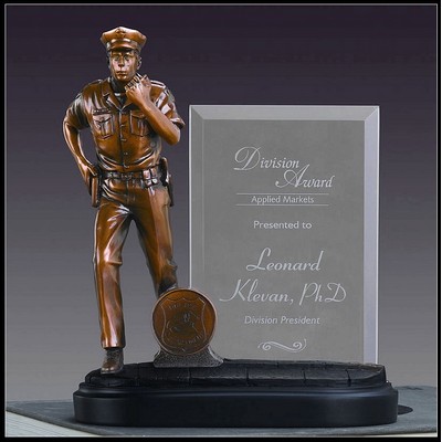 Glass Imprint Policeman Frame Trophy (7"x8.5")