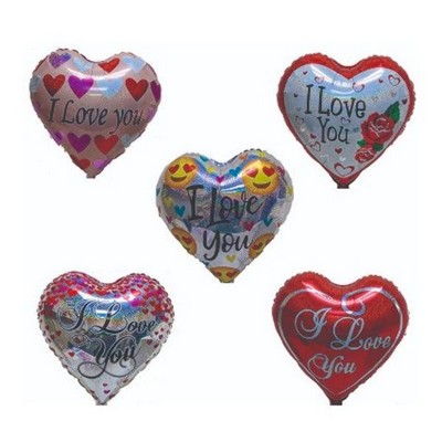 Mylar Heart Balloons - Assorted, 18 (Case of 250)